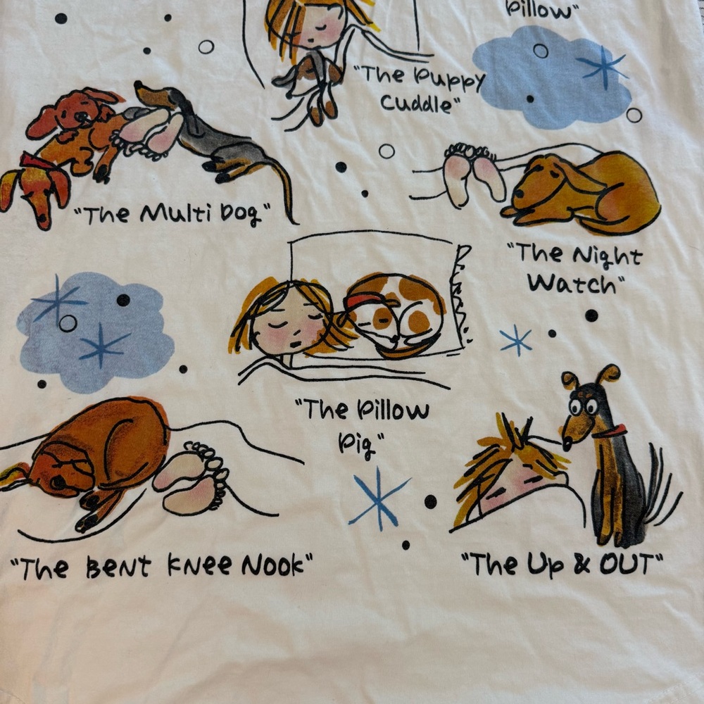 White Cotton Graphic Dog Sleep Vintage Night Shirt OSFM - Picture 3 of 6